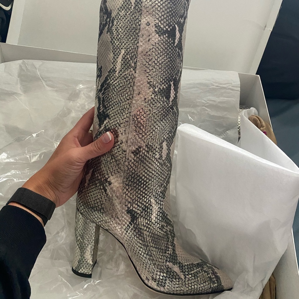 Paris texas knee high python boots
